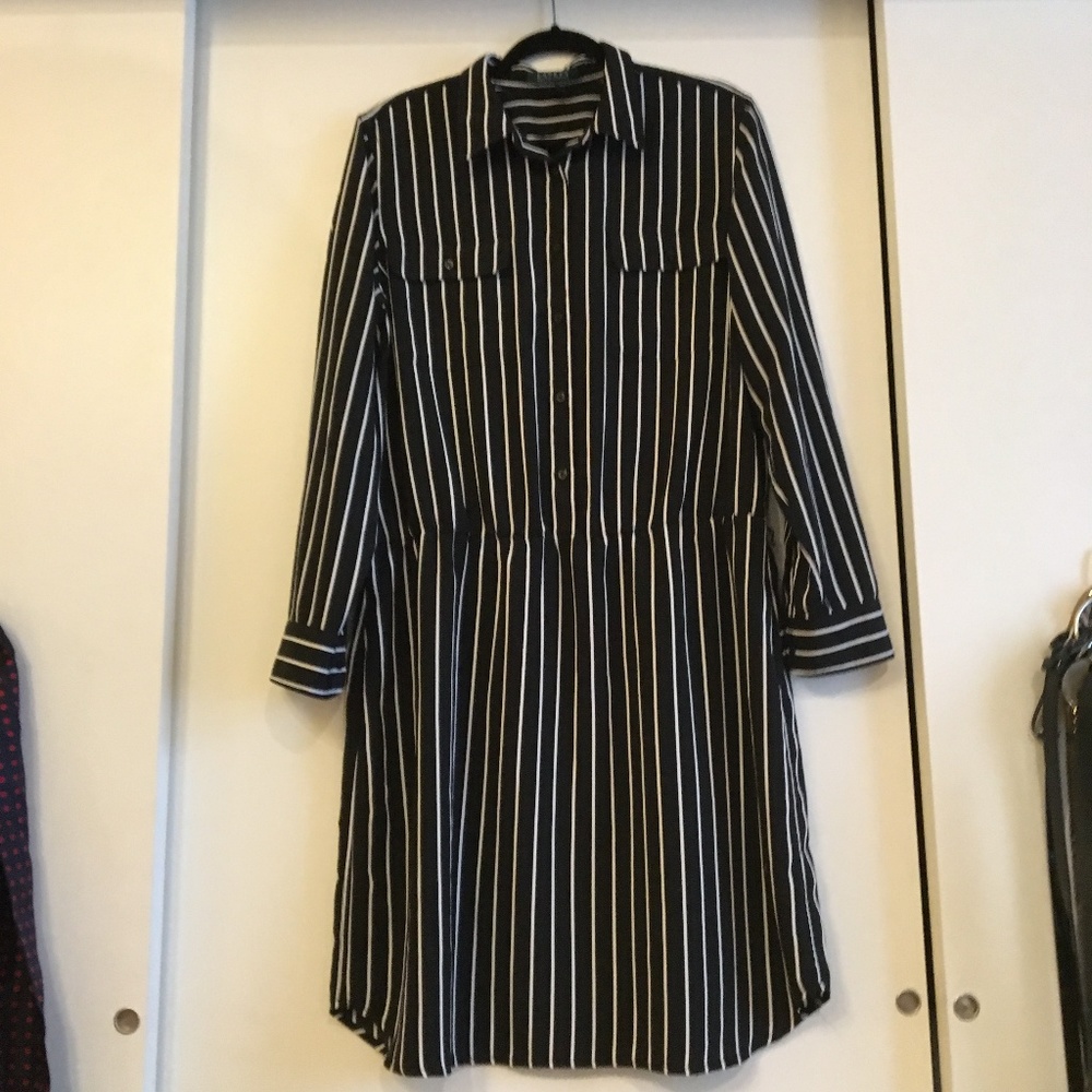 Raph Lauren Striped Shirt Dress - Size 16